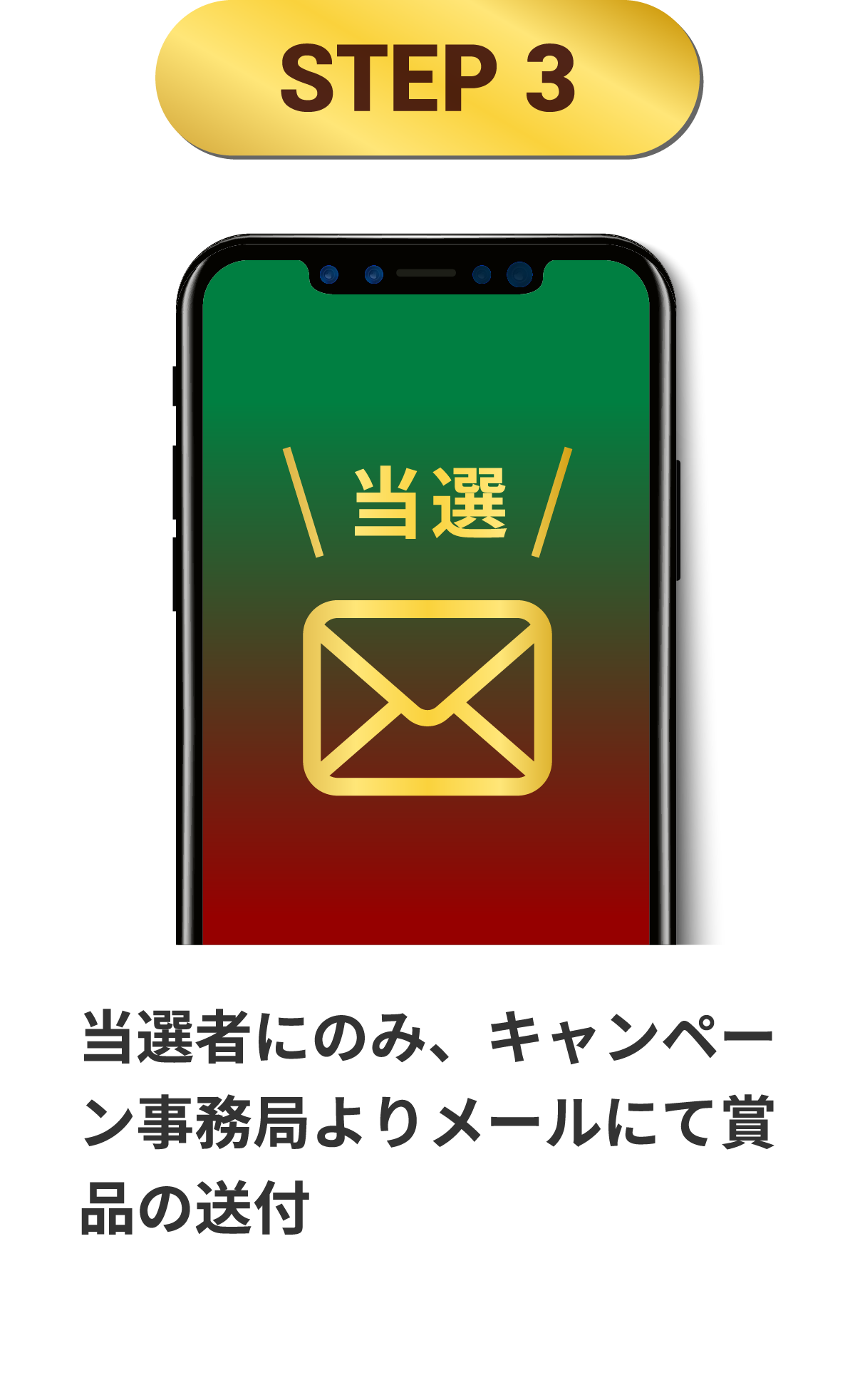 STEP 3 当選者にのみ、キャンペーン事務局よりメールにて賞品の送付